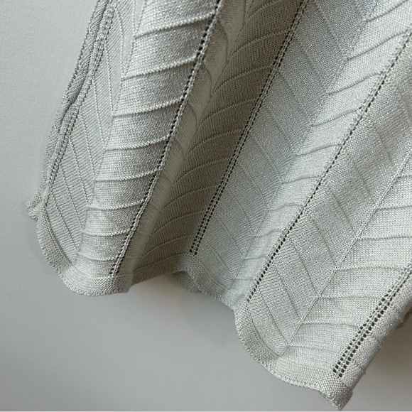 NWT Joie Ivory Shevron Knitted Metallic High Neck Dress Sz XS Festive Holidays - Picture 6 of 14